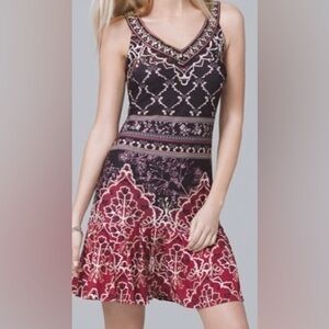 WHBM Embroidered Bejeweled Neckline Sleeveless Dress